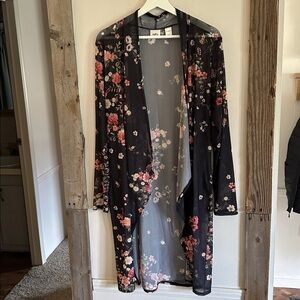DAYTRIP Navy Blue Floral Kimono Sheer & Light GUC Size L